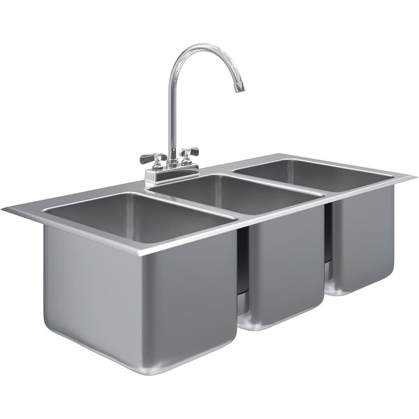 Amgood Drop in Sink 10 in. L x 14 in. W x 10 in. D, 3, 430 Stainless Steel SINK DIS-101410-3 - FAUCET - main